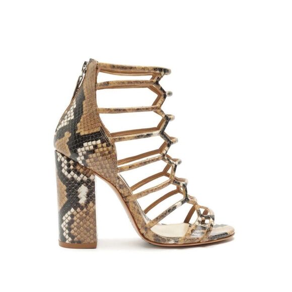 Schutz Womens Snakeskin Print‎ Leather Caged Gladiator Julianna Sandals Tan 9.5 - Picture 3 of 9